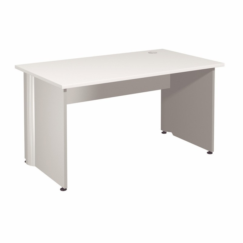 Bureau Droit Activity - L.140 x P.80 cm - Plateau Blanc - Pieds pleins Aluminium