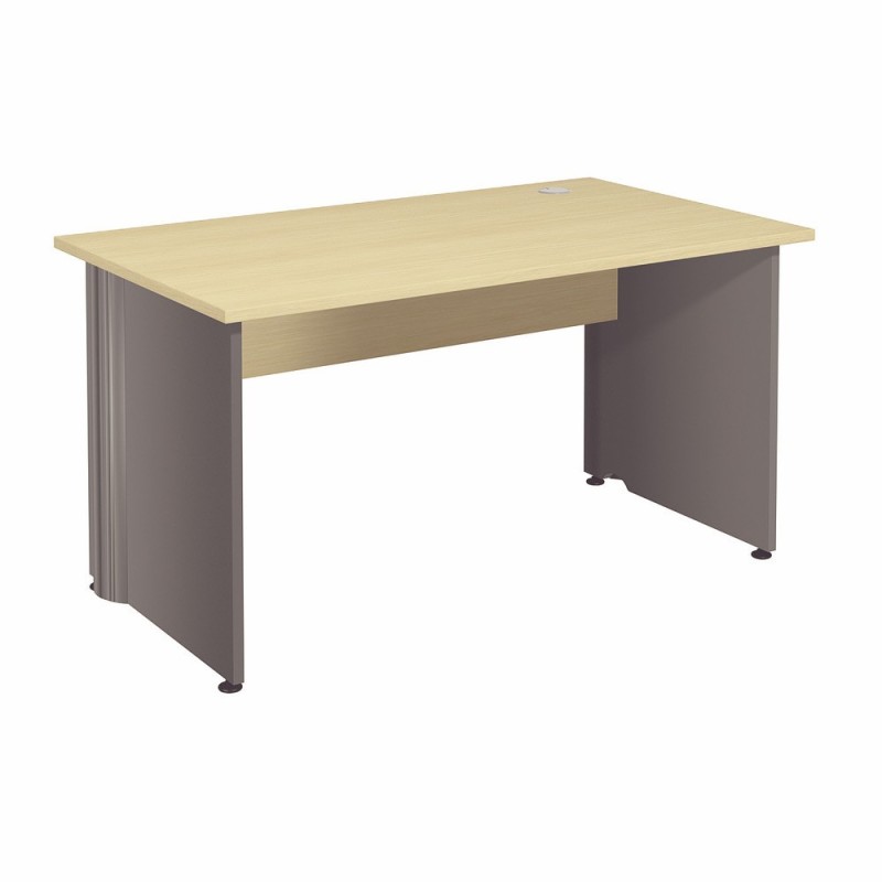 Bureau Droit Activity - L.140 x P.80 cm - Plateau Hêtre - Pieds pleins Aluminium