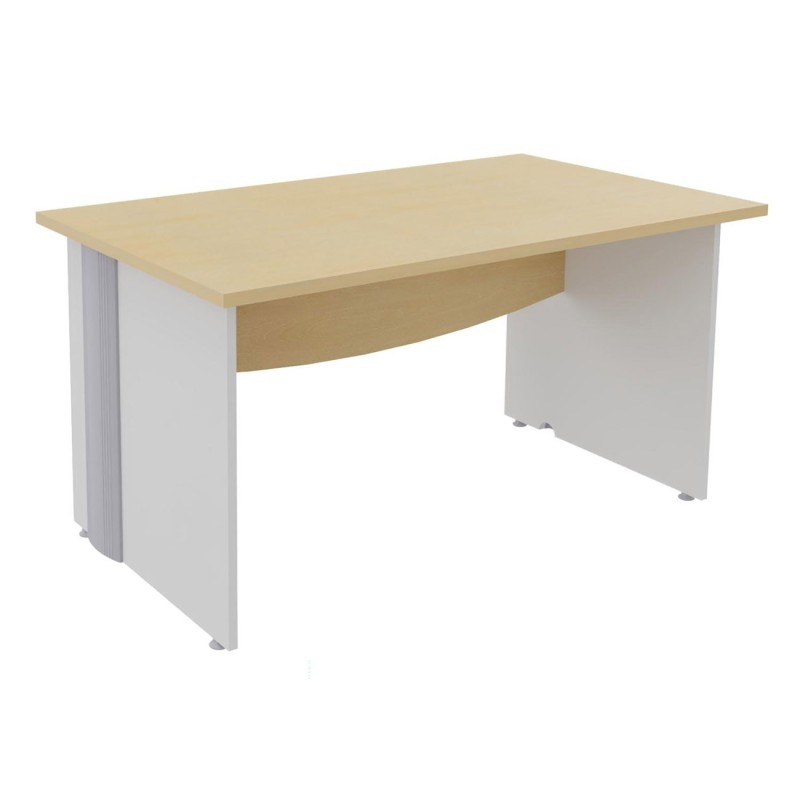 Bureau Droit Activity - L.140 x P.80 cm - Plateau Hêtre - Pieds pleins Blanc