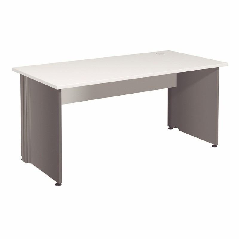 Bureau Droit Activity - L.160 x P.80 cm - Plateau Blanc - Pieds pleins Anthracite