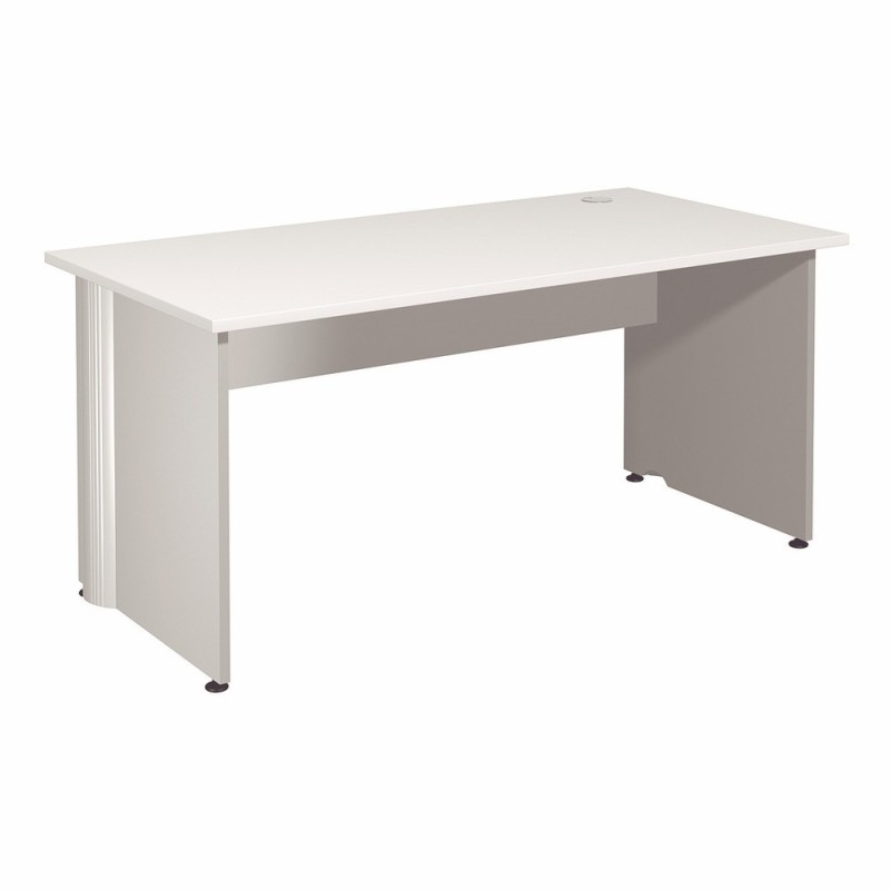 Bureau Droit Activity - L.160 x P.80 cm - Plateau Blanc - Pieds pleins Aluminium