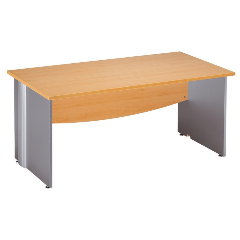 Bureau Droit Activity - L.160 x P.80 cm - Plateau Hêtre - Pieds pleins Aluminium