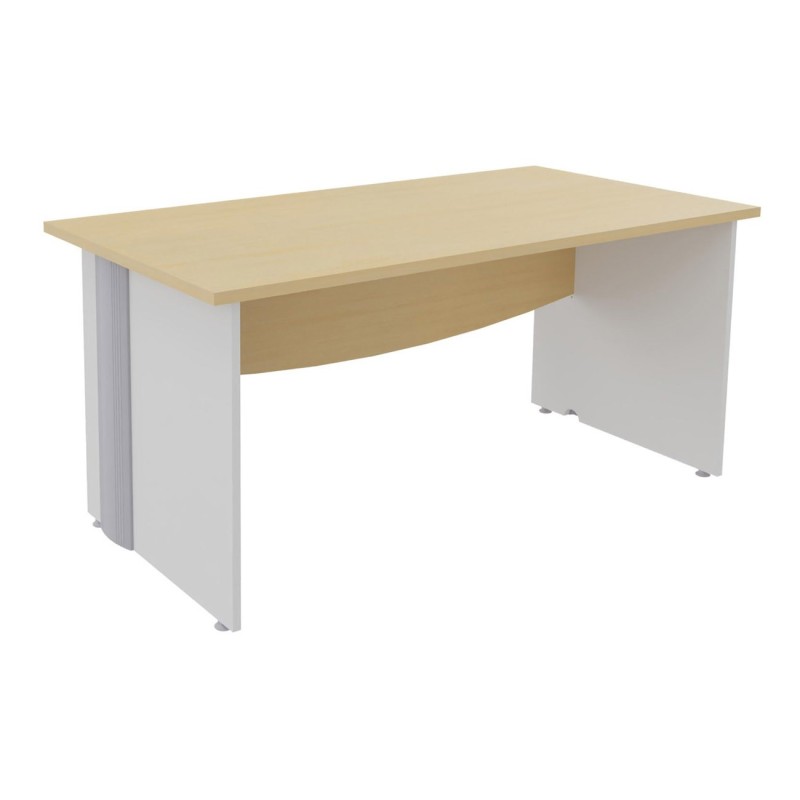 Bureau Droit Activity - L.160 x P.80 cm - Plateau Hêtre - Pieds pleins Blanc