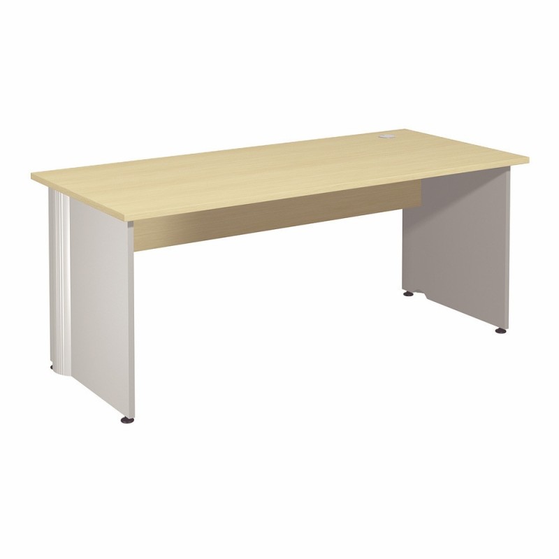 Bureau Droit Activity - L.180 x P.80 cm - Plateau Hêtre - Pieds pleins Aluminium