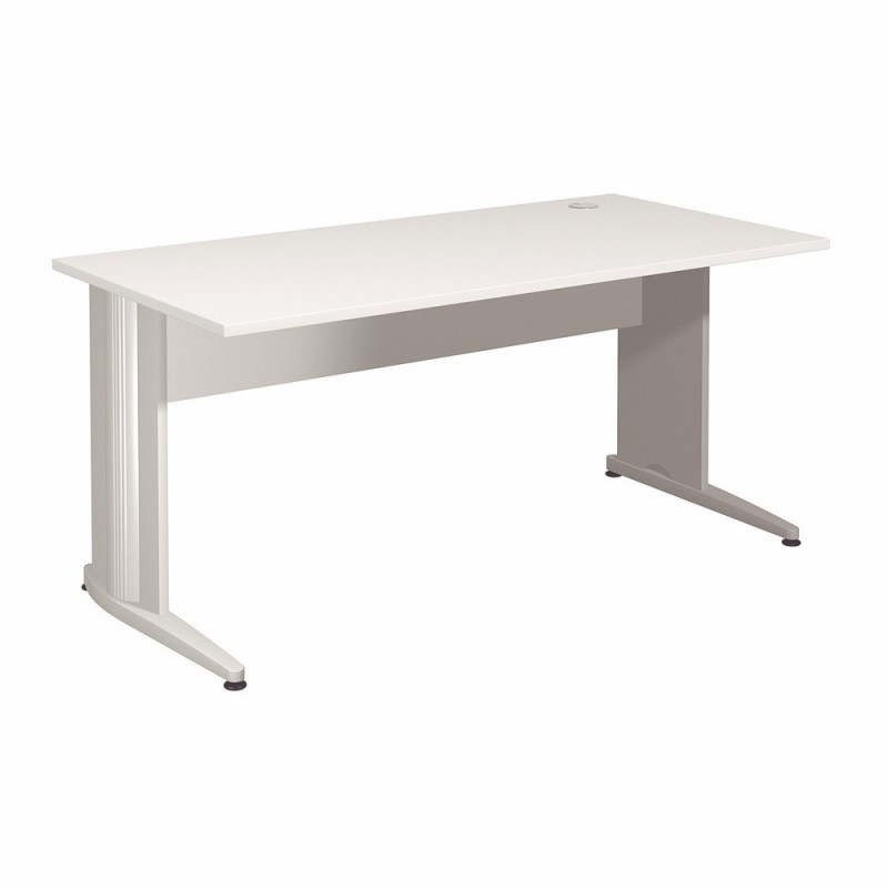 Bureau Droit Activity - L.160 x P.80 cm - Plateau Blanc - Pieds L Aluminium