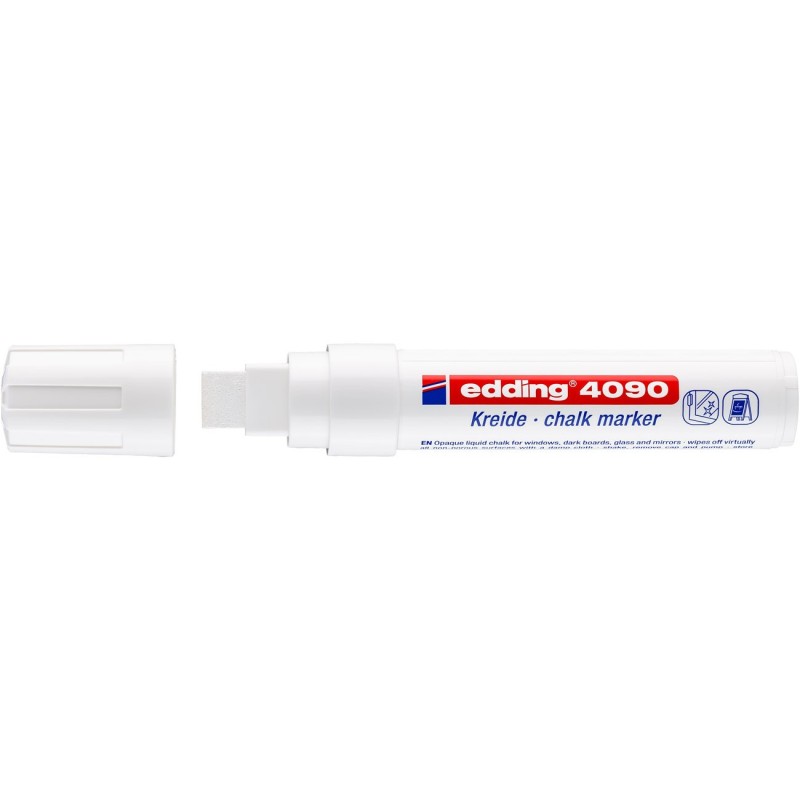 edding Marqueur à craie 4090 à pointe biseautée 4 - 15 mm blanc
