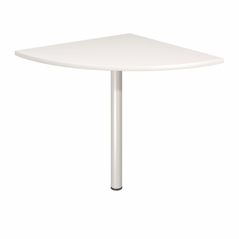Angle de liaison 90° arrondi Axiome - Côtés 80 cm - Plateau Blanc - Pied Aluminium