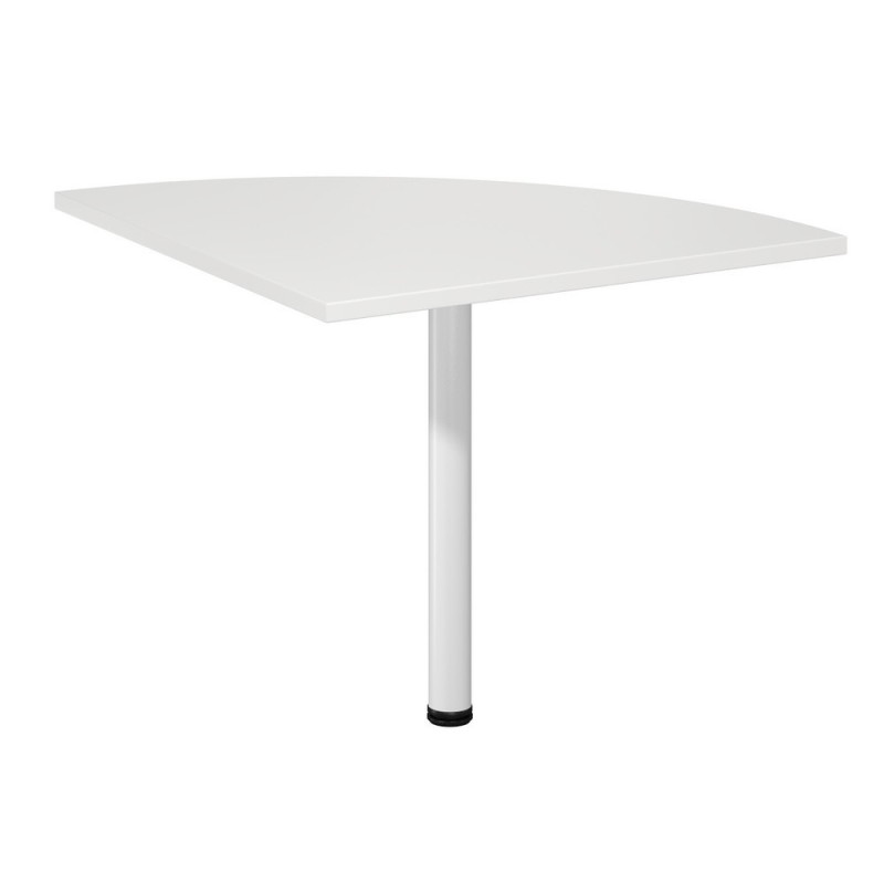 Angle de liaison 90° arrondi Axiome - Côtés 80 cm - Plateau Blanc - Pied Blanc