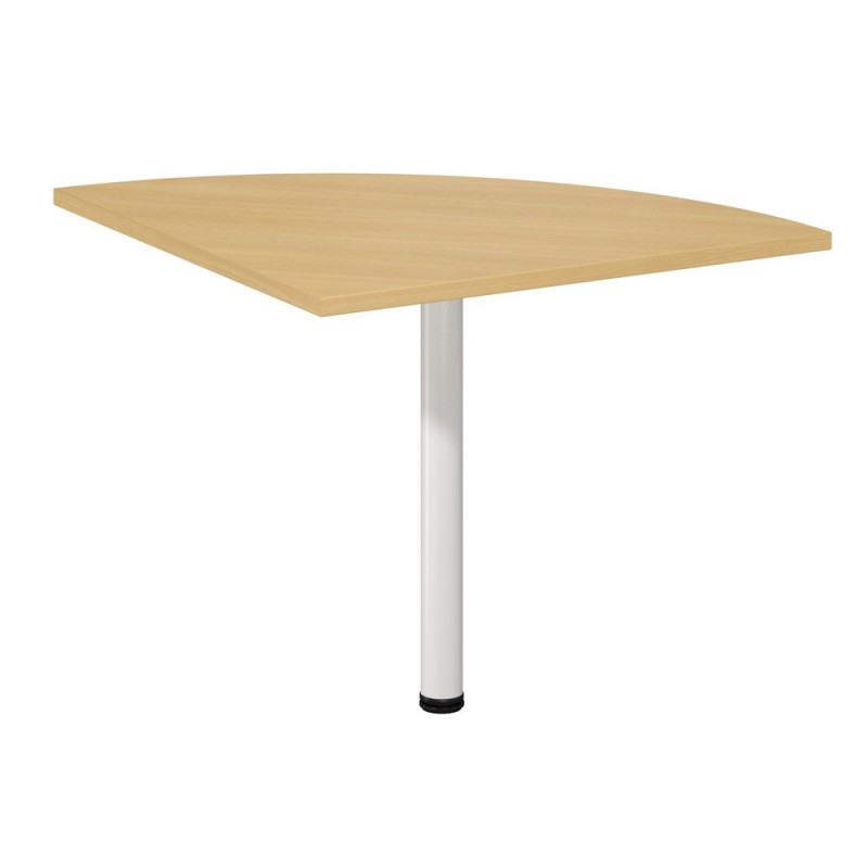 Angle de liaison 90° arrondi Axiome - Côtés 80 cm - Plateau Hêtre - Pied Blanc