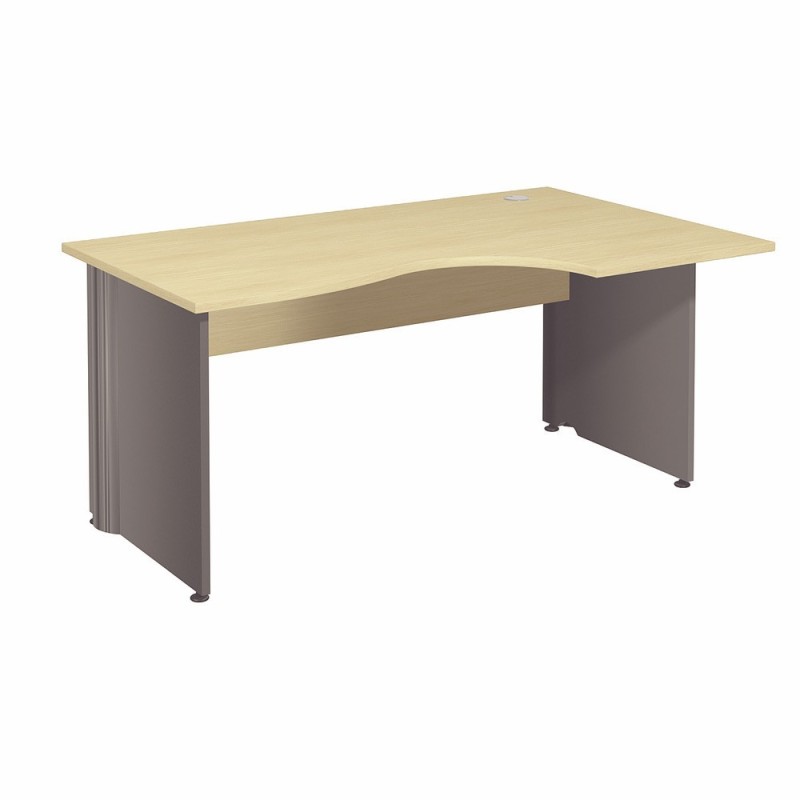 Bureau compact retour à droite Activity - L.160 x P.120 cm - Plateau Hêtre - Pieds pleins Anthracite