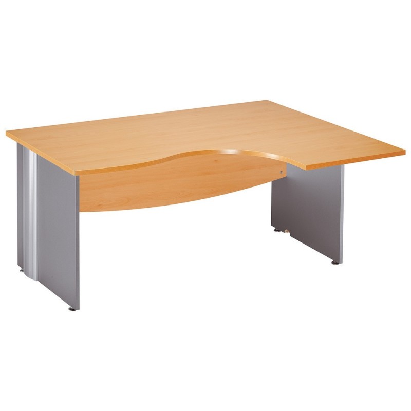 Bureau compact retour à droite Activity - L.160 x P.120 cm - Plateau Hêtre - Pieds pleins Blanc