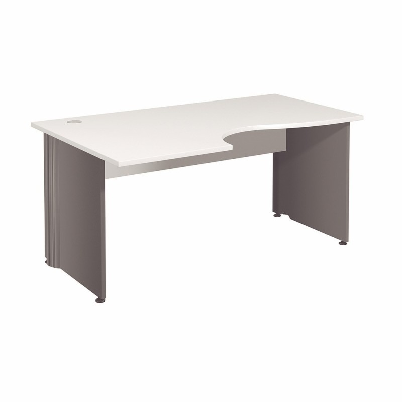 Bureau compact retour à gauche Activity - L.160 x P.120 cm - Plateau Blanc - Pieds pleins Anthracite