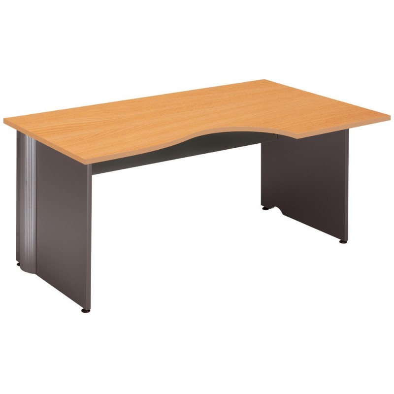 Bureau compact retour à gauche Activity - L.160 x P.120 cm - Plateau Hêtre - Pieds pleins Anthracite