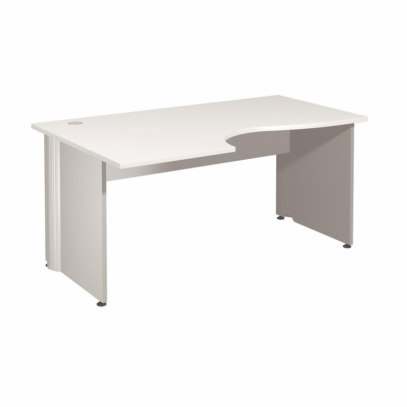 Bureau compact retour à gauche Activity - L.160 x P.120 cm - Plateau Blanc - Pieds pleins Aluminium