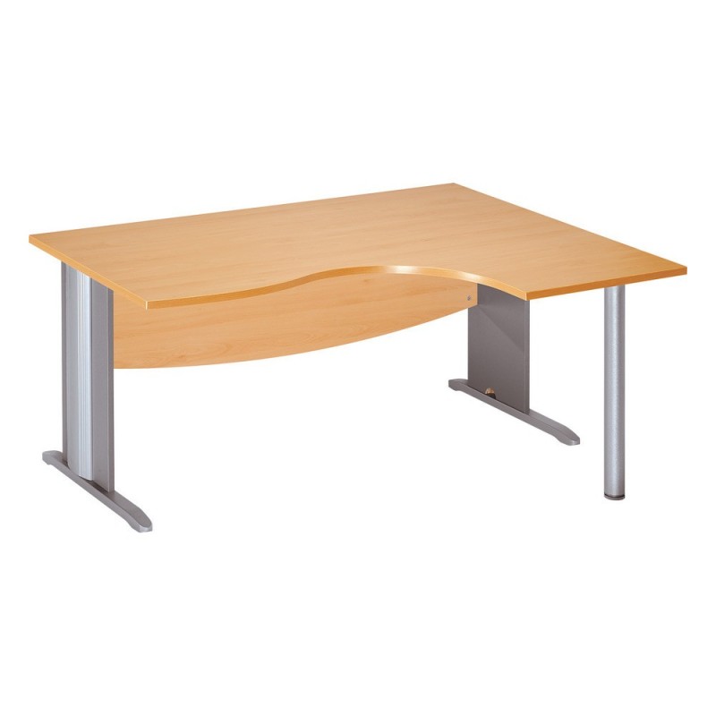 Bureau compact retour à droite Activity - L.160 x P.120 cm - Plateau Hêtre - Pieds L Aluminium