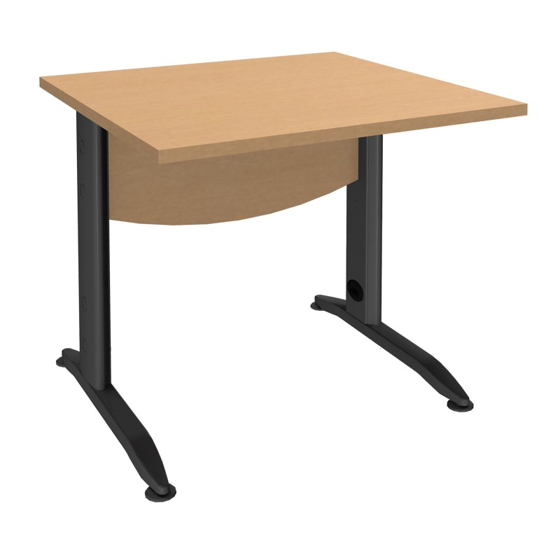 Bureau Droit Activity Métal - L.80 x P.80 cm - Plateau Hêtre - Pieds L Anthracite