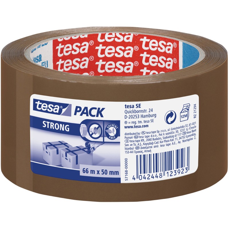 tesa® Ruban adhésif d'emballage tesapack polypropylène silencieux 28 microns - 50 mm x 66 m - Havane