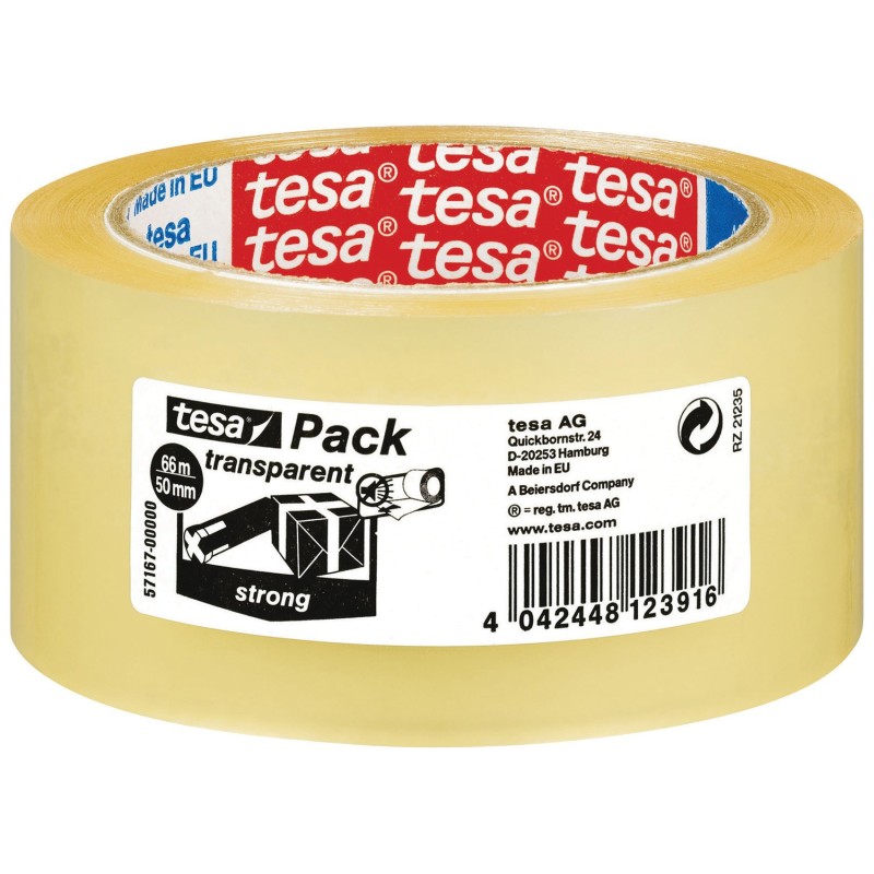 tesa® Ruban adhésif d'emballage tesapack polypropylène silencieux 28 microns - 50 mm x 66 m - Transparent