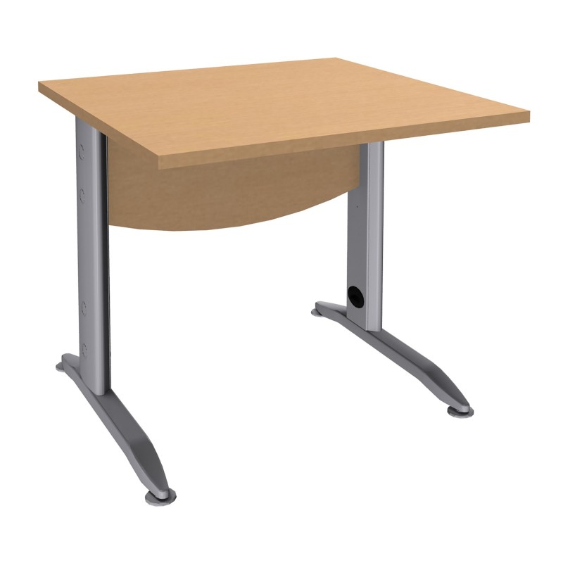 Bureau Droit Activity Métal - L.80 x P.80 cm - Plateau Hêtre - Pieds L Aluminium