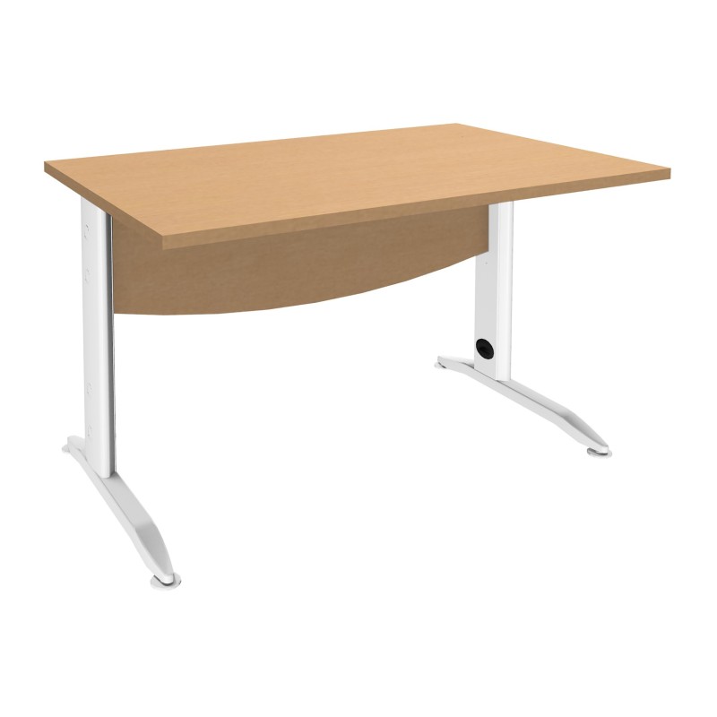 Bureau Droit Activity Métal - L.120 x P.80 cm - Plateau Hêtre - Pieds L Blanc