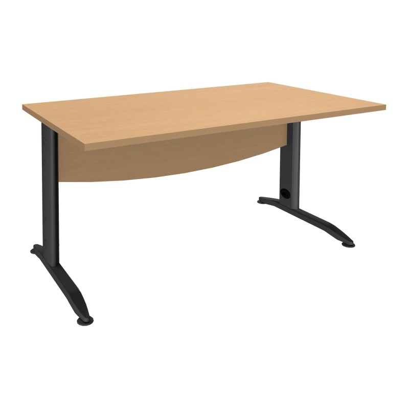 Bureau Droit Activity Métal - L.140 x P.80 cm - Plateau Hêtre - Pieds L Anthracite