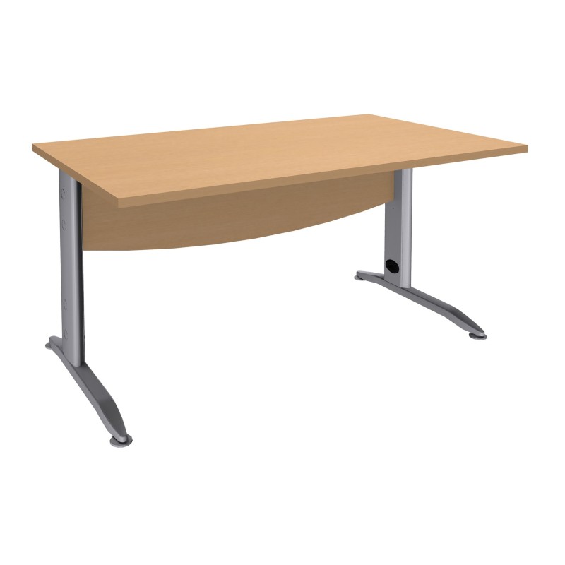 Bureau Droit Activity Métal - L.140 x P.80 cm - Plateau Hêtre - Pieds L Aluminium