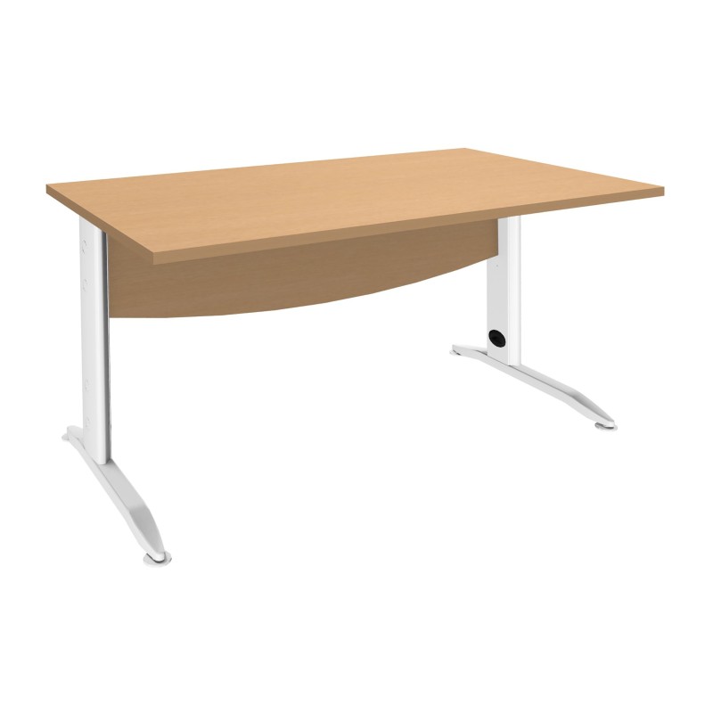 Bureau Droit Activity Métal - L.140 x P.80 cm - Plateau Hêtre - Pieds L Blanc