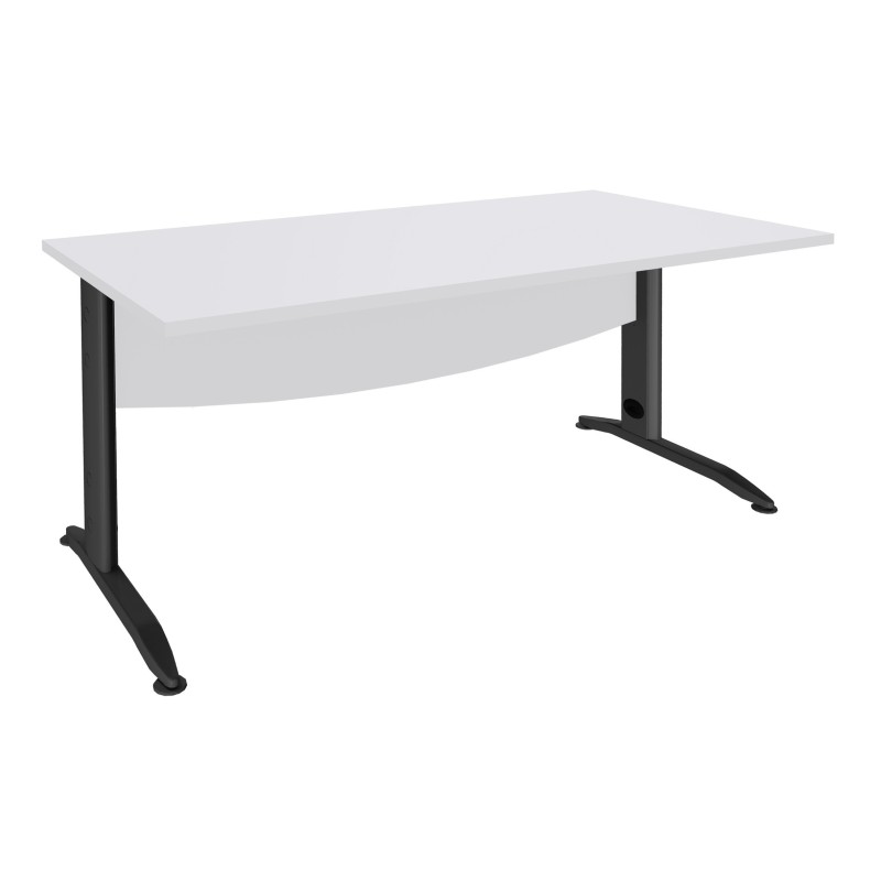 Bureau Droit Activity Métal - L.160 x P.80 cm - Plateau Blanc - Pieds L Anthracite