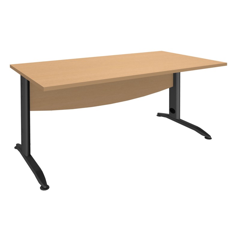 Bureau Droit Activity Métal - L.160 x P.80 cm - Plateau Hêtre - Pieds L Anthracite
