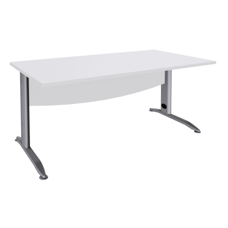Bureau Droit Activity Métal - L.160 x P.80 cm - Plateau Blanc - Pieds L Aluminium