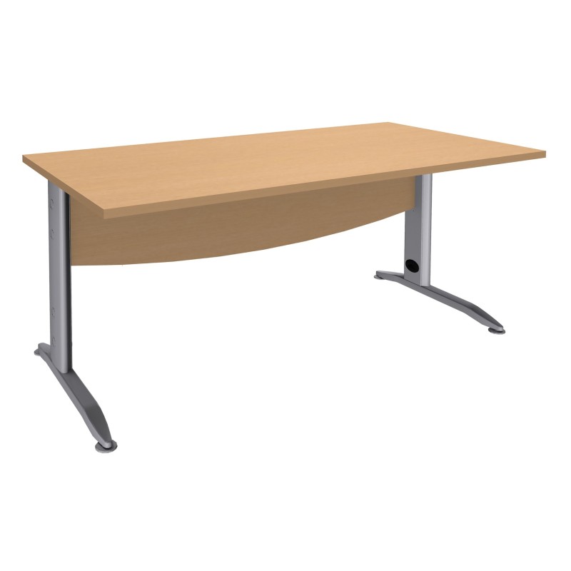 Bureau Droit Activity Métal - L.160 x P.80 cm - Plateau Hêtre - Pieds L Aluminium