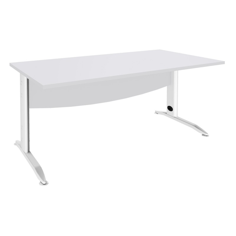 Bureau Droit Activity Métal - L.160 x P.80 cm - Plateau Blanc - Pieds L Blanc