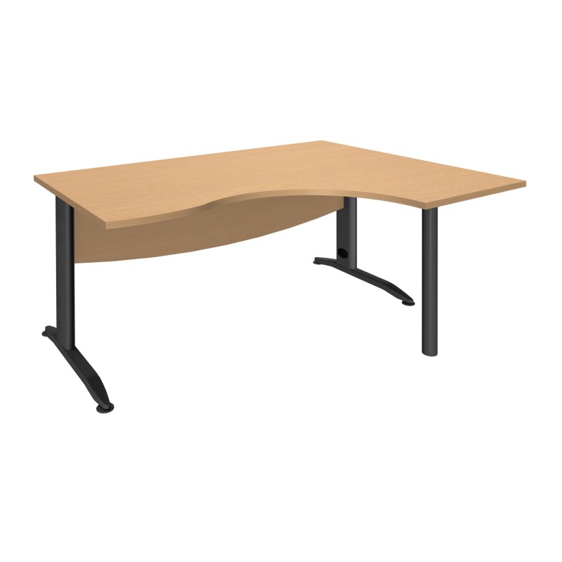 Bureau compact retour à droite Activity Métal - L.160 x P.120 cm - Plateau Hêtre - Pieds L Anthracite