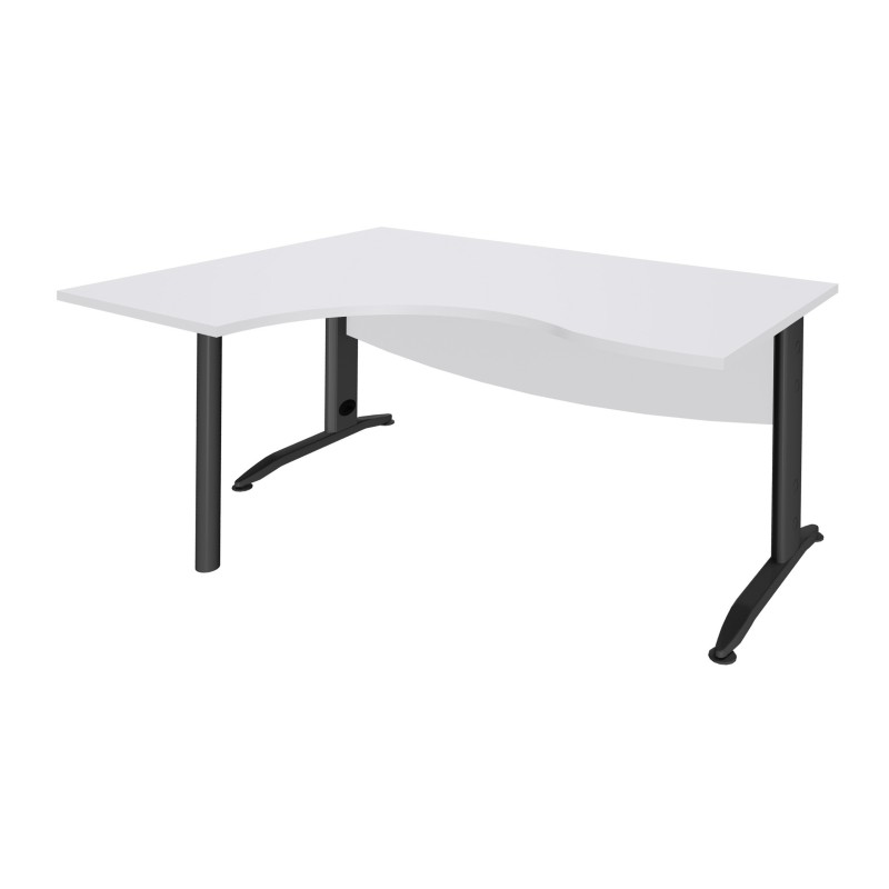 Bureau compact retour à gauche Activity Métal - L.160 x P.120 cm - Plateau Blanc - Pieds L Anthracite