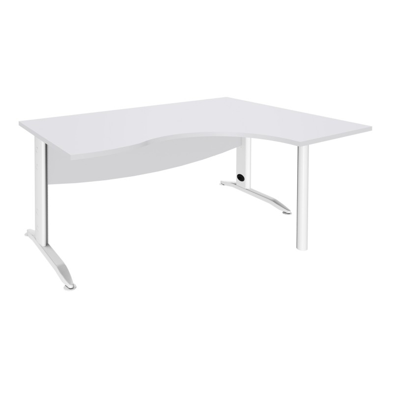 Bureau compact retour à droite Activity Métal - L.160 x P.120 cm - Plateau Blanc - Pieds L Blanc