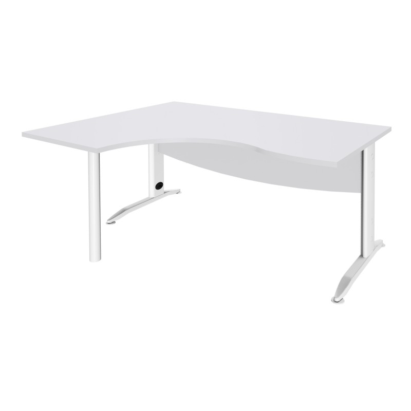 Bureau compact retour à gauche Activity Métal - L.160 x P.120 cm - Plateau Blanc - Pieds L Blanc