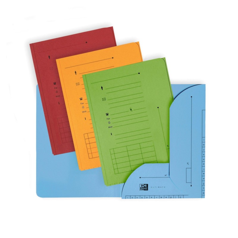 Oxford Chemises sous-dossiers Ultimate A4 en carte kraft 240g couleurs assorties vives - Lot de 25