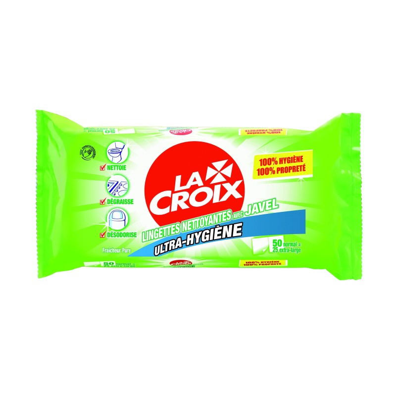 La Croix Lingettes nettoyantes avec Javel Ultra-hygiène - Paquet de 50