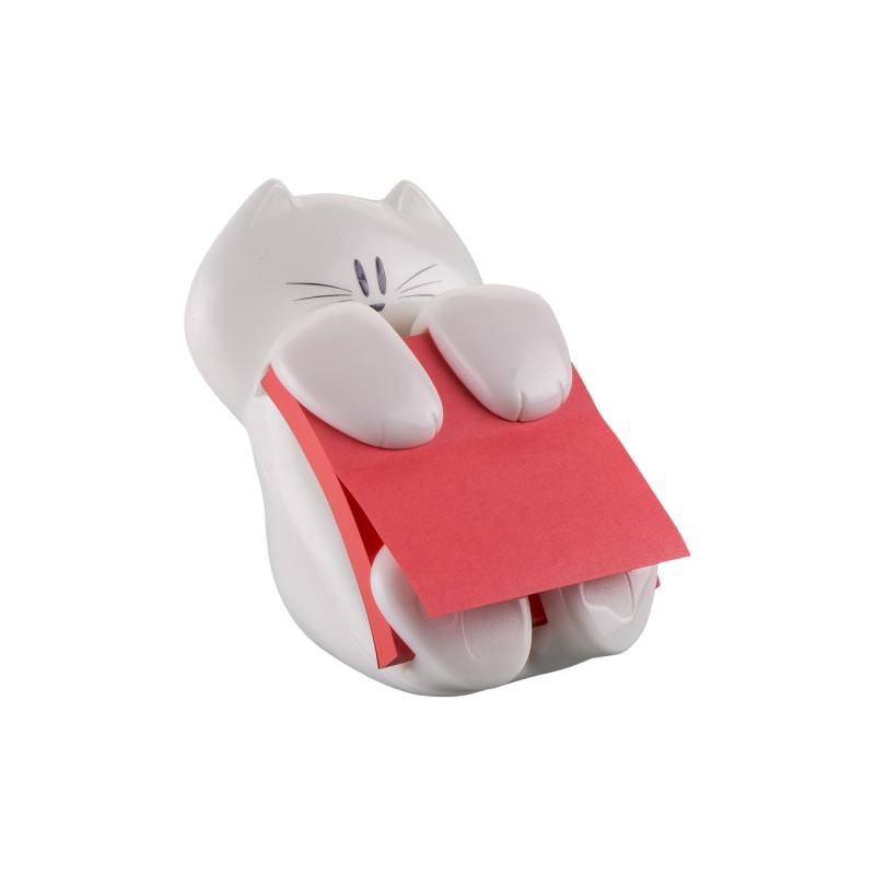 Post-it Dévidoir chat blanc pour Z-Notes repositionnables 76 x 76 mm - 1 bloc de 90 feuilles rouges offert