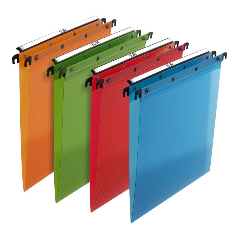 Elba Dossier suspendus pour tiroir Design A4 Polypropylène - 100 feuilles - Fond V - Assortis - Lot de 10