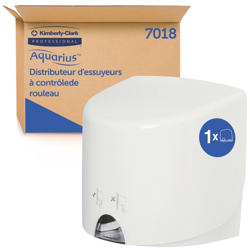Aquarius (Kimberly-Clark) Distributeur de lingettes nettoyantes à dévidage central plastique blanc