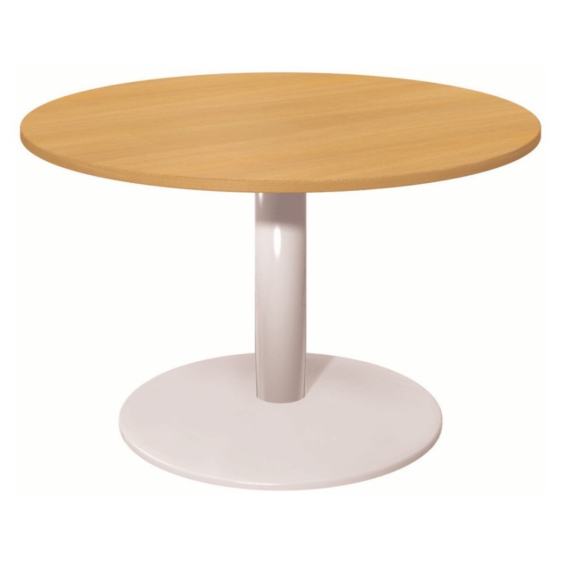 Table ronde 120 cm - Piètement tulipe Blanc - Plateau Hêtre