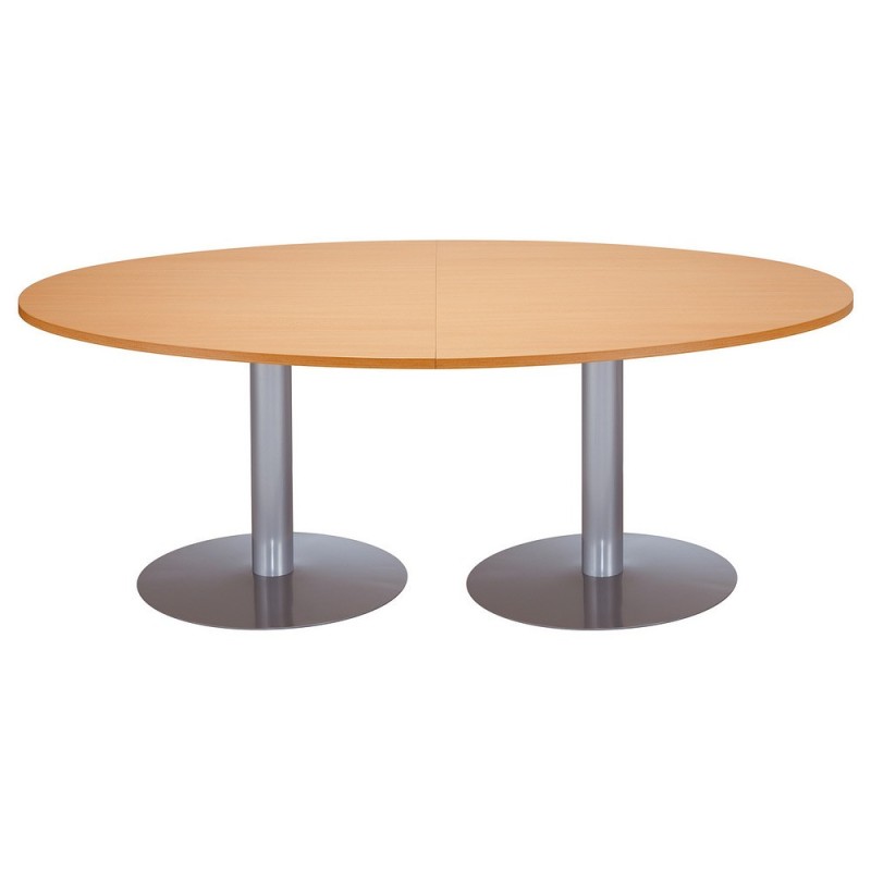 Table de réunion ovale L.200 x P.120 cm - Plateau Hêtre - Pieds tulipe Aluminium