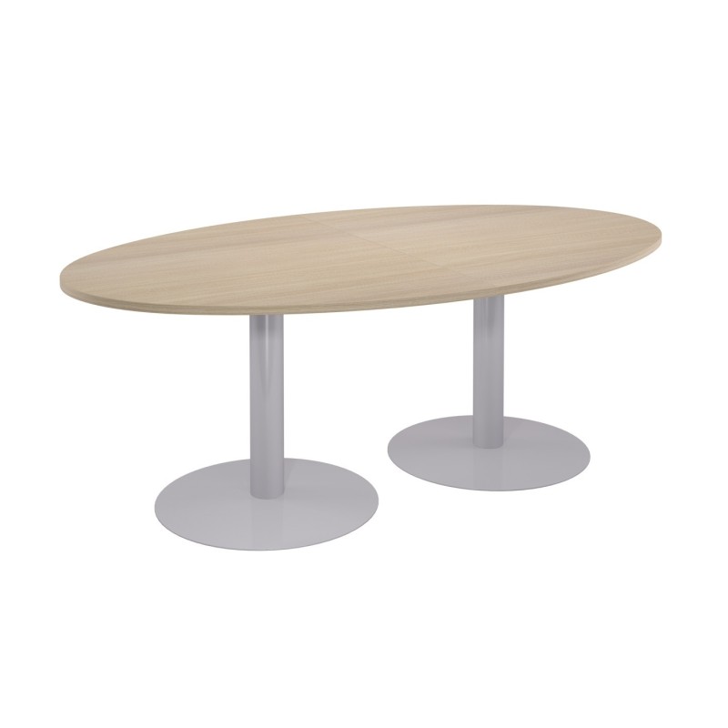 Table de réunion ovale L.200 x P.120 cm - Plateau Chêne - Pieds tulipe Aluminium