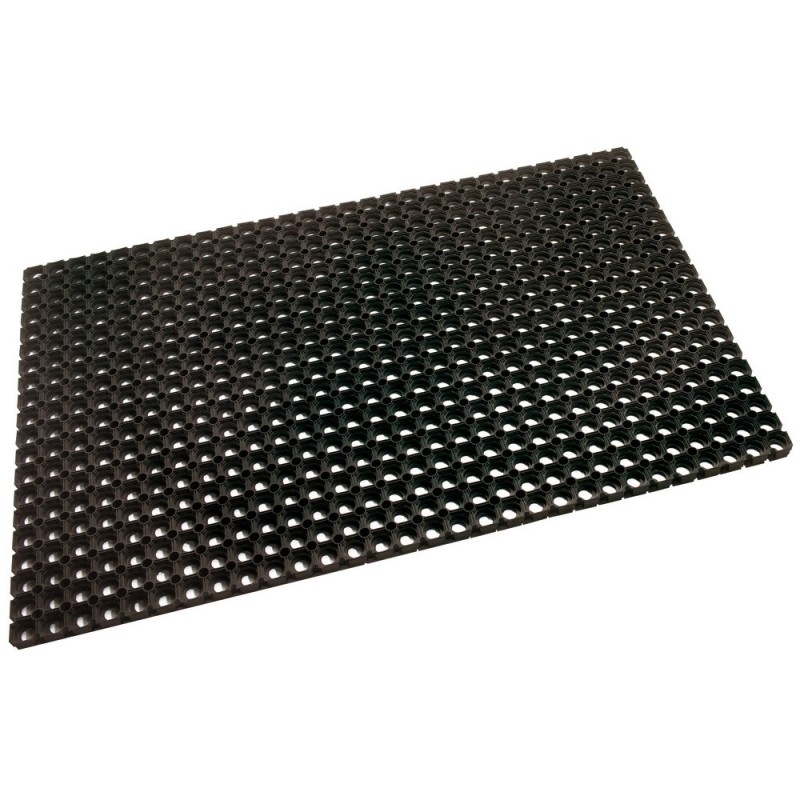 Tapis d'extérieur caillebotis en caoutchouc 100 x 150 cm - Noir