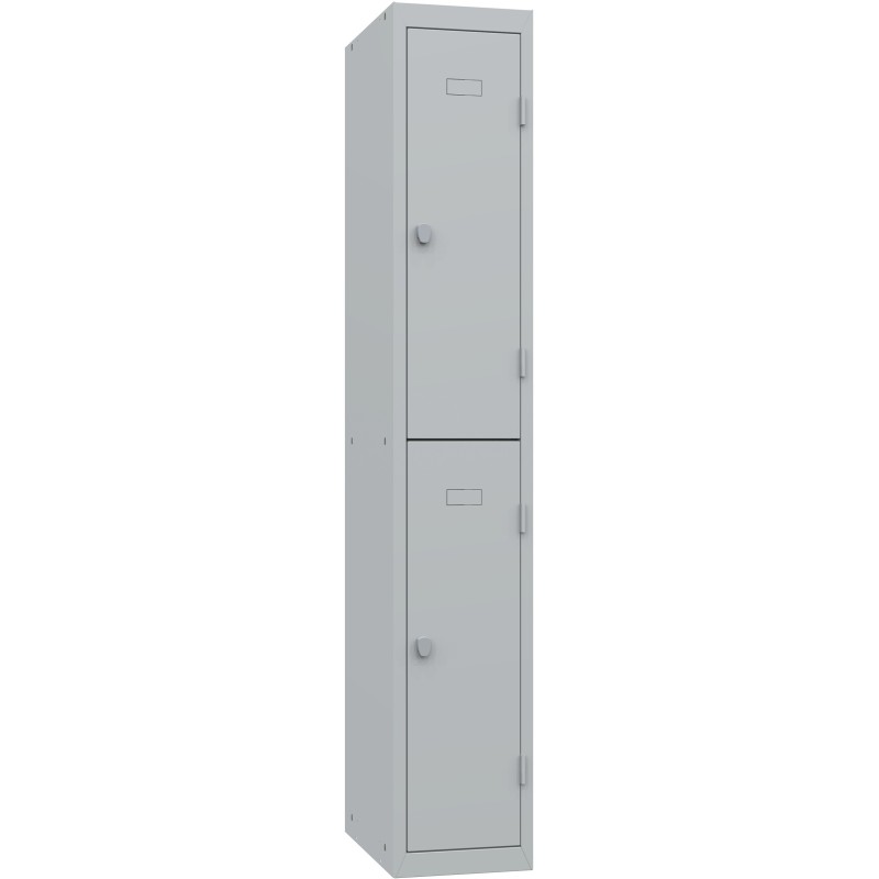 Vestiaire métal Budget 2 casiers - Élément Départ L.30 cm - Corps Gris - Portes Gris