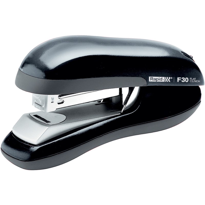 Rapid Agrafeuse de bureau F30 FlatClinch - Agrafes 24/6 et 26/6 - Capacité 30 feuilles - Noir