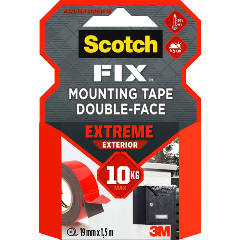 Scotch Ruban de mousse enduit d'adhésif double-face blanc 19 mm x 1,5 m