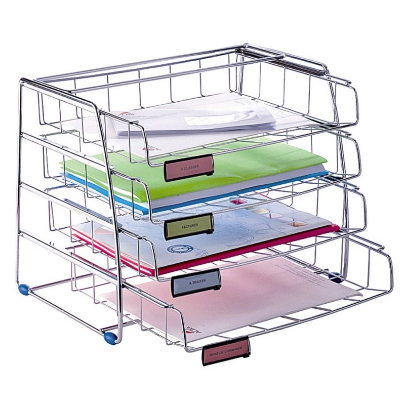 Alba Corbeille à courrier chromé  - H. 31,5 cm - Set de 4