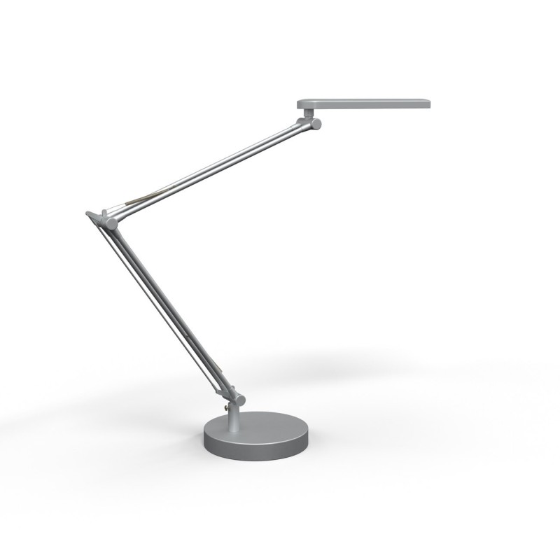 Unilux Lampe de bureau Mambo - Led intégrée - 5,6W - Double bras et tête articulés - Gris Métal